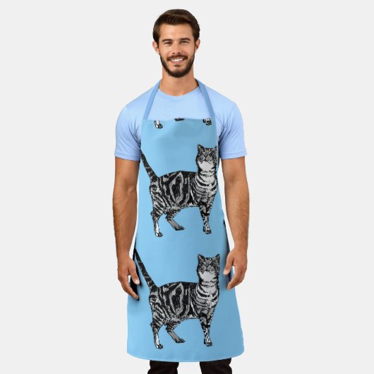 Tabby Cat On Light Blue Cats Schort voor huisdiere (Gedragen)