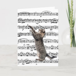 Tabby Cat on Music Birthday Kaart