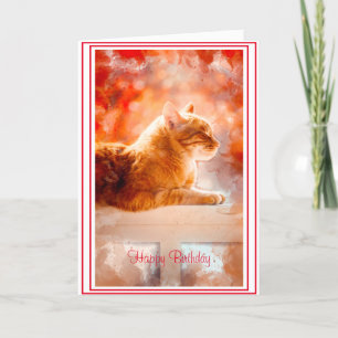 Tabby Cat op een Wenskaart van de "Fence Birthday" Bedankkaart