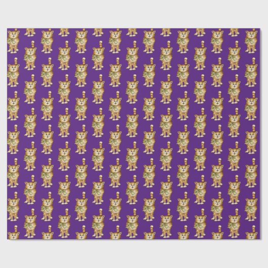 tabby cat op paars cadeaupapier (Vlak)