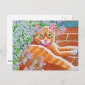 Tabby Cat op pad voor tuin Briefkaart (Voorkant / Achterkant)