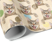 Tabby Cat op pooldots Cadeaupapier (Rol Hoek)