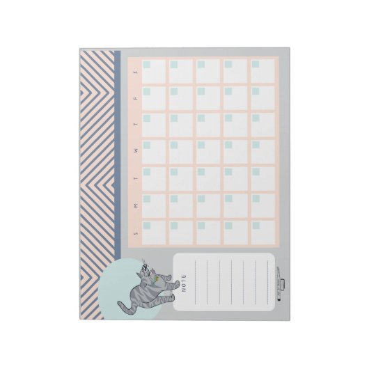Tabby Cat Open Dated Desk Calendar Notepad Notitieblok (Linkerzijde)
