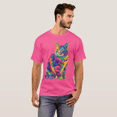 Tabby Cat Oranje Cat Popart T-shirt (Voorkant volledig)