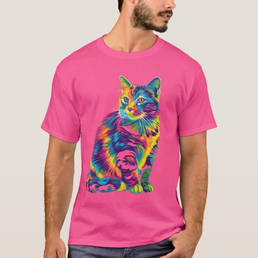 Tabby Cat Oranje Cat Popart T-shirt (Voorkant)