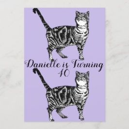 Tabby Cat Paarse Art 40e verjaardag Kaart