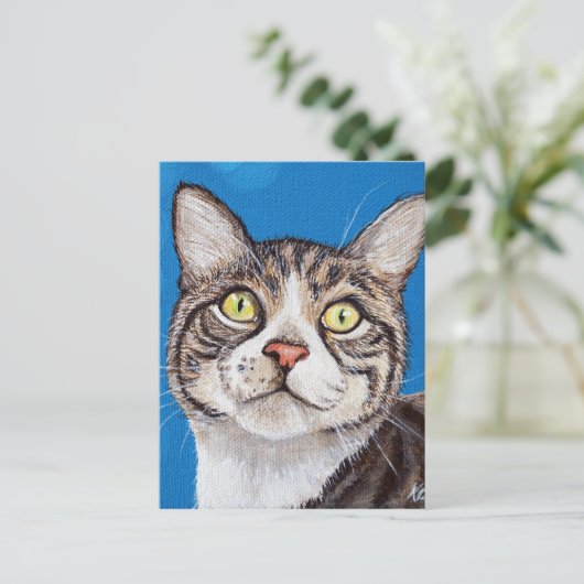 Tabby Cat Painting Briefkaart (Staand voorkant)