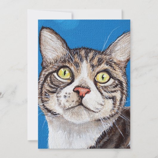 Tabby Cat Painting Flat Kaart (Voorkant)