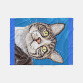 Tabby Cat Painting Fleece Deken (Voorkant (Horizontaal))