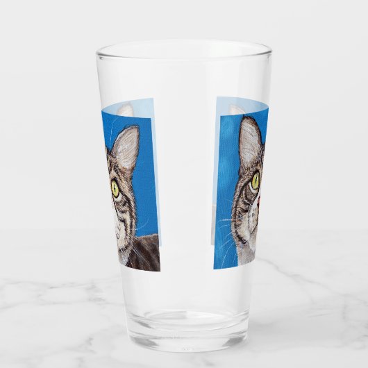 Tabby Cat Painting Glas (Links)