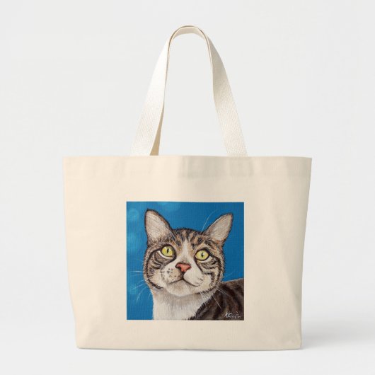 Tabby Cat Painting Grote Tote Bag (Voorkant)