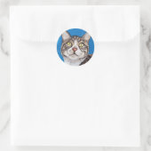 Tabby Cat Painting Ronde Sticker (Tas)