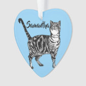 Tabby Cat Pastel Blue Merry-kerstdecoratie Ornament (voorkant)