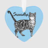 Tabby Cat Pastel Blue Merry-kerstdecoratie Ornament (voorkant)