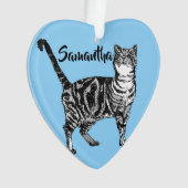 Tabby Cat Pastel Blue Merry-kerstdecoratie Ornament (voorkant)