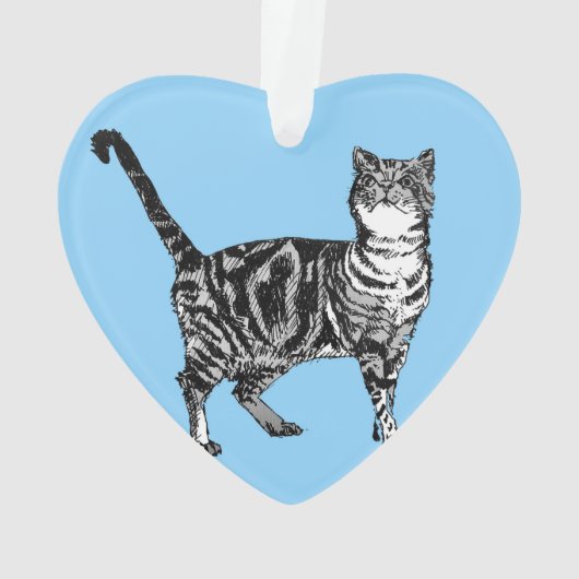 Tabby Cat Pastel Blue Merry-kerstdecoratie Ornament (achterkant)