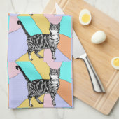 Tabby Cat Pastel Colors Tea Towel Theedoek (Quarter Fold)