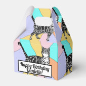 Tabby Cat Pastel Verjaardag Katten Cake Favor Box Bedankdoosjes (Voorkant Zijde)
