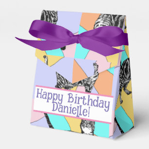 Tabby Cat Pastel Verjaardag Katten Cake Favor Box Bedankdoosjes