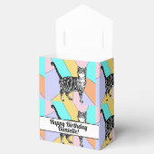 Tabby Cat Pastel Verjaardag Katten Cake Favor Box Bedankdoosjes (Geopend)