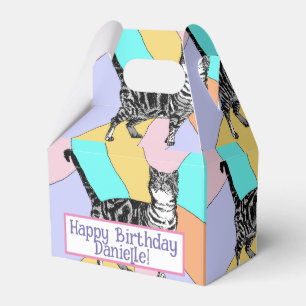 Tabby Cat Pastel Verjaardag Katten Cake Favor Box Bedankdoosjes