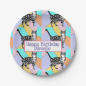 Tabby Cat Pastel Verjaardag Katten Cake Favor Box Papieren Bordje (Voorkant)