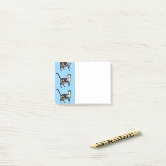 Tabby Cat Pattern Blue cats Post Note Notes (Op bureau)