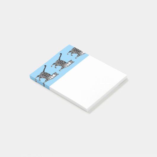 Tabby Cat Pattern Blue cats Post Note Notes (Schuin)