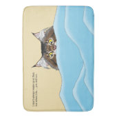 Tabby Cat Peeking Blue Funny Badmat (Voorkant Verticaal)