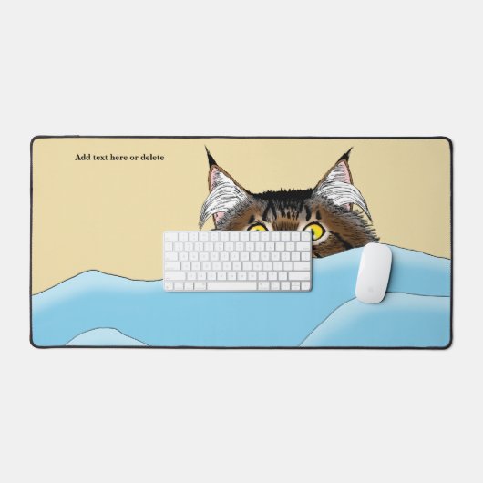 Tabby Cat Peeking Blue Funny Bureaumat (Keyboard & Muis)