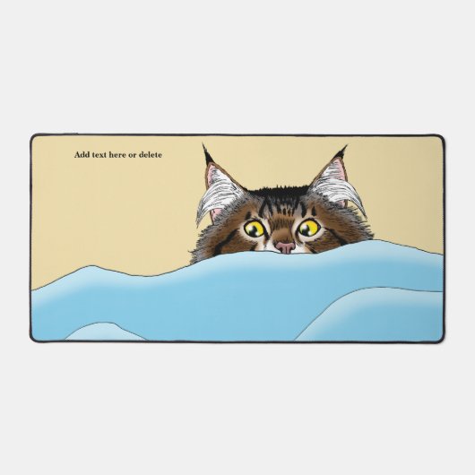 Tabby Cat Peeking Blue Funny Bureaumat (Voorkant)