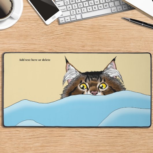 Tabby Cat Peeking Blue Funny Bureaumat
