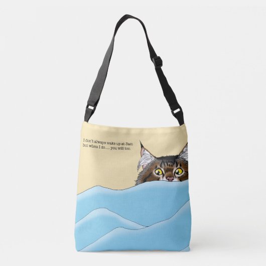 Tabby Cat Peeking Blue Funny Crossbody Tas (Achterkant)