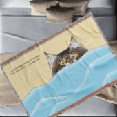 Tabby Cat Peeking Blue Funny Deken