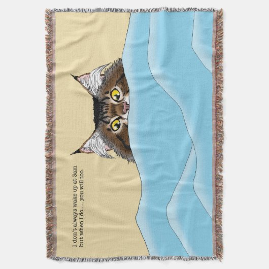 Tabby Cat Peeking Blue Funny Deken (Voorkant Verticaal)
