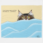 Tabby Cat Peeking Blue Funny Fleece Deken (Voorkant (Horizontaal))