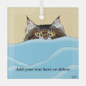 Tabby Cat Peeking Blue Funny Glas Ornament (Voorkant)