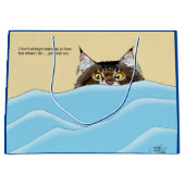 Tabby Cat Peeking Blue Funny Groot Cadeauzakje (Voorkant)