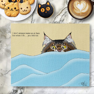Tabby Cat Peeking Blue Funny Legpuzzel