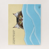 Tabby Cat Peeking Blue Funny Legpuzzel (Verticaal)