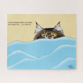Tabby Cat Peeking Blue Funny Legpuzzel (Horizontaal)