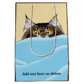 Tabby Cat Peeking Blue Funny Medium Cadeauzakje (Achterkant)