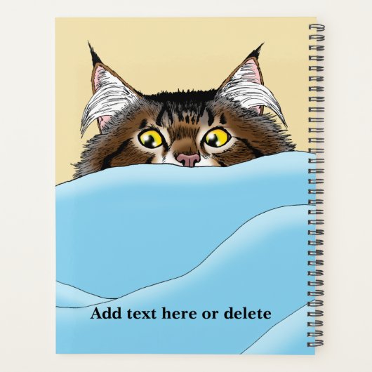 Tabby Cat Peeking Blue Funny Planner (Achterkant)