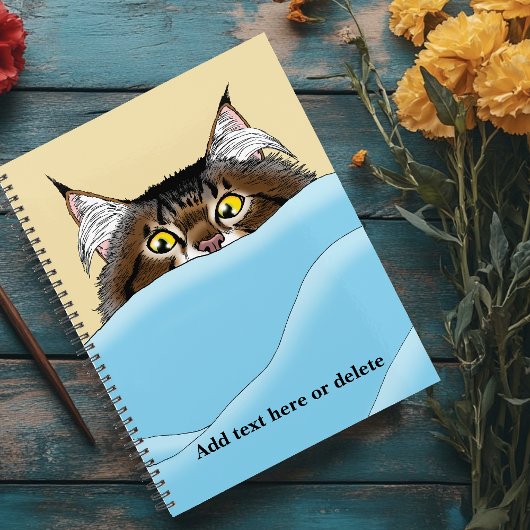 Tabby Cat Peeking Blue Funny Planner