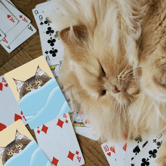 Tabby Cat Peeking Blue Funny Pokerkaarten
