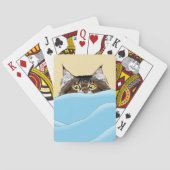 Tabby Cat Peeking Blue Funny Pokerkaarten (Achterkant)