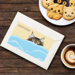 Tabby Cat Peeking Blue Funny Rechthoekige Sticker