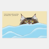 Tabby Cat Peeking Blue Funny Rechthoekige Sticker (Voorkant)