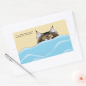 Tabby Cat Peeking Blue Funny Rechthoekige Sticker (Envelop)