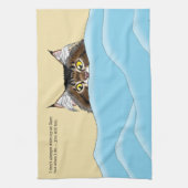 Tabby Cat Peeking Blue Funny Theedoek (Verticaal)